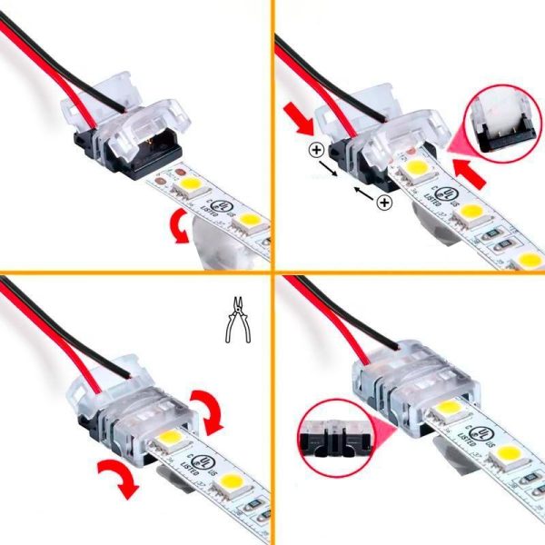 Câble Connecteur Rapide Ruban LED 12V Monochrome 10mm 2 BROCHES